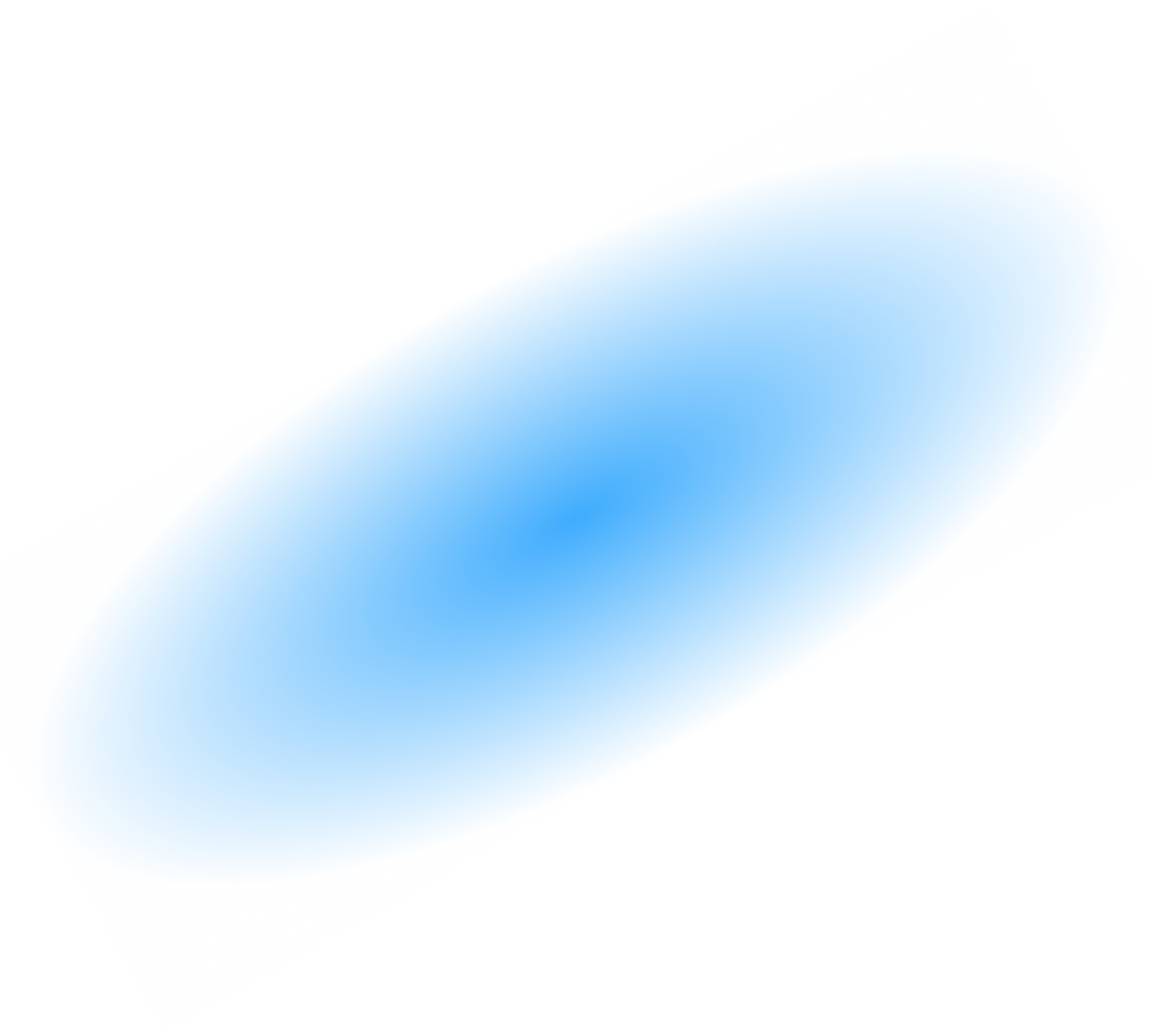 A blue, elliptical blur on a white background.
